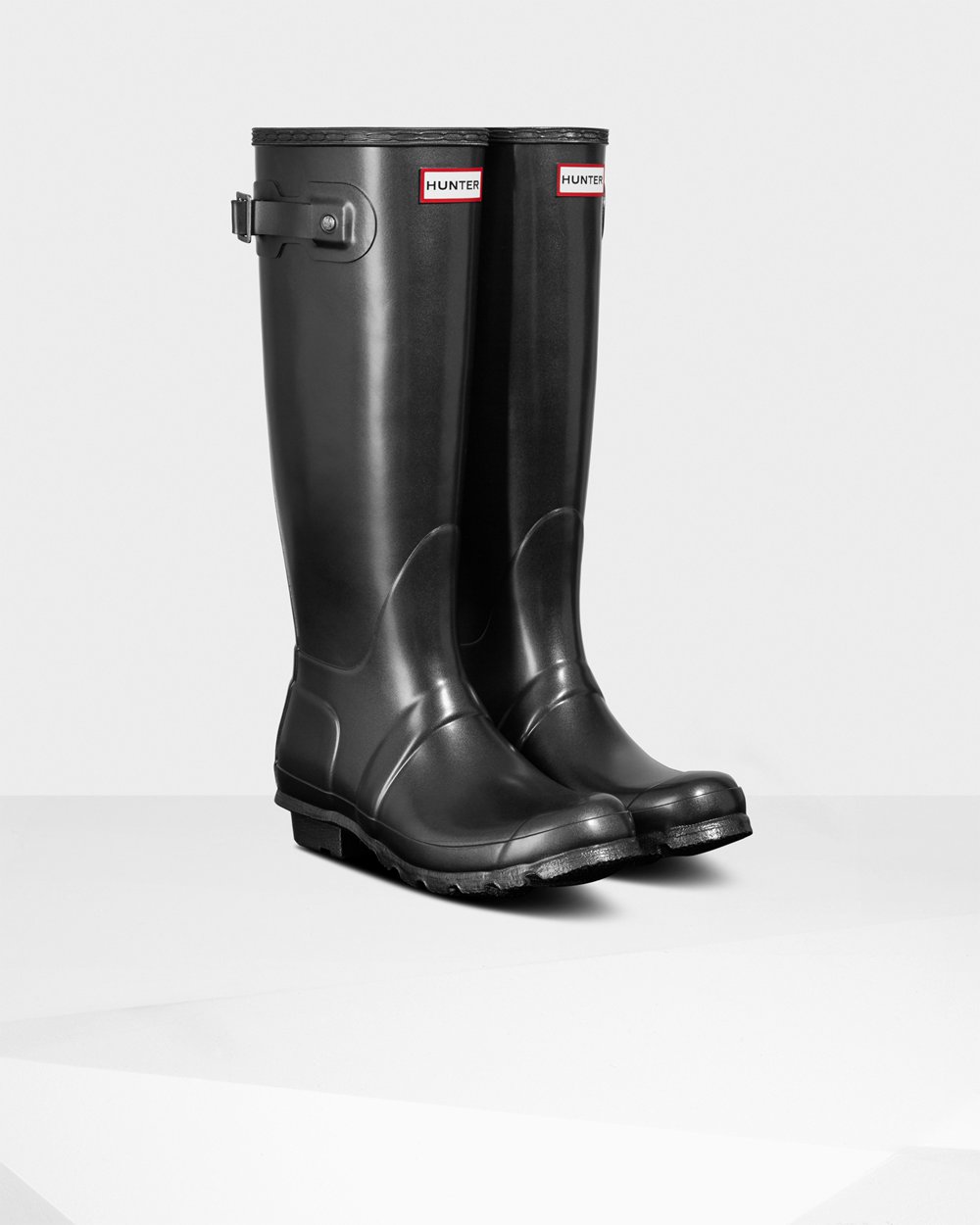 Womens Hunter Tall Rain Boots Black - Original Pearlized - 1473825-QN